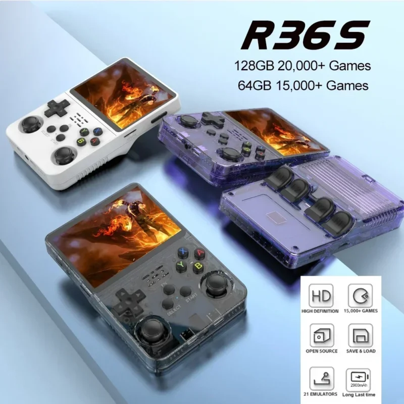 Open Source R36S Retro Handheld Video Game Console Linux System 3.5 Inch IPS Screen Portable Pocket Video Player 64GB 128G Games – Image 4